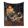 thumbnail image 1 of Mexican Soft Flannel Fleece Throw Blanket, Taco Truck Party with Hungry People Eating at Night Urban Takeaway Restaurants, Cozy Plush for Indoor and Outdoor Use, 70" x 90", Multicolor, by Ambesonne, 1 of 5
