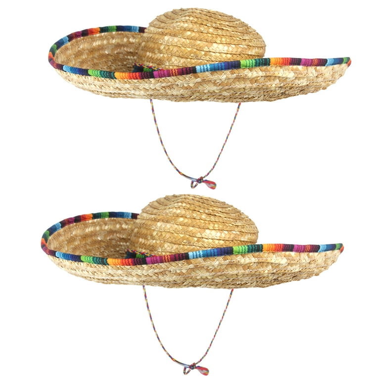 Mexican Sombrero Hat Straw Sombrero Hat for Cinco De Mayo Party Mexican Hat Mexican  Theme Party Decorations - 2 Pack 