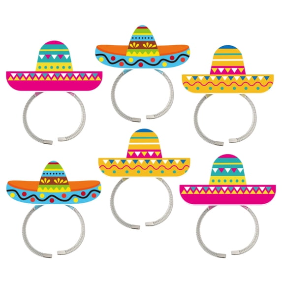 Mexican Sombrero Headbands Fiesta Party Decorations Paper All Ages Headwear Cinco de Mayo Themed Party Favor Accessories 6 Pack