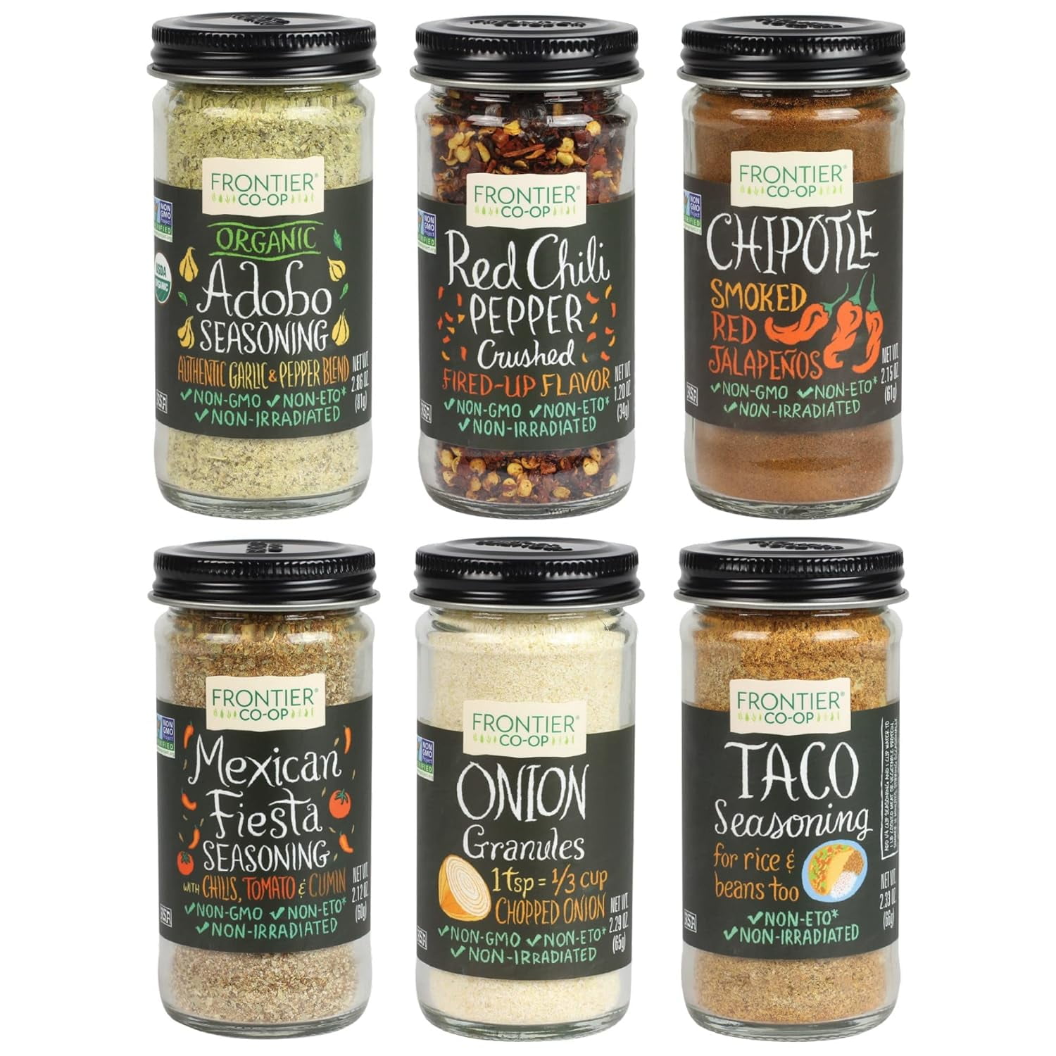 Mexican Spice Set (6 Pack) Bundle with Frontier Bottled Spice Mix (Red