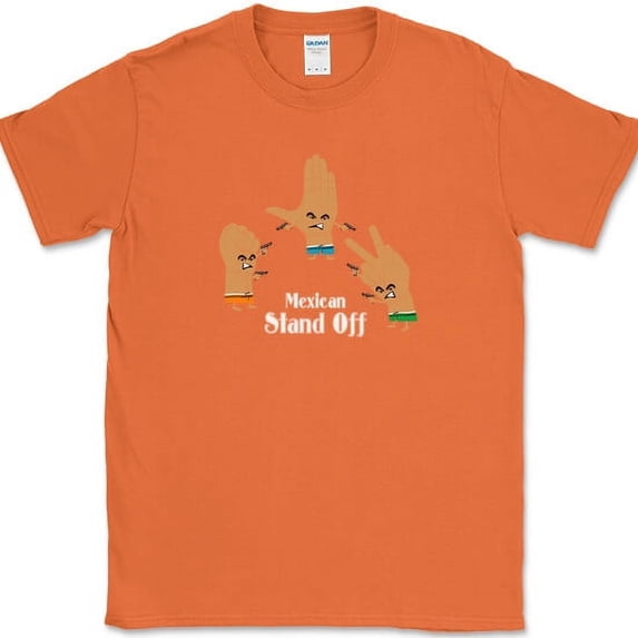Mexican Standoff Paper Rock Scissors T-Shirt Funny Game Humor Tee - Orange, 2XL