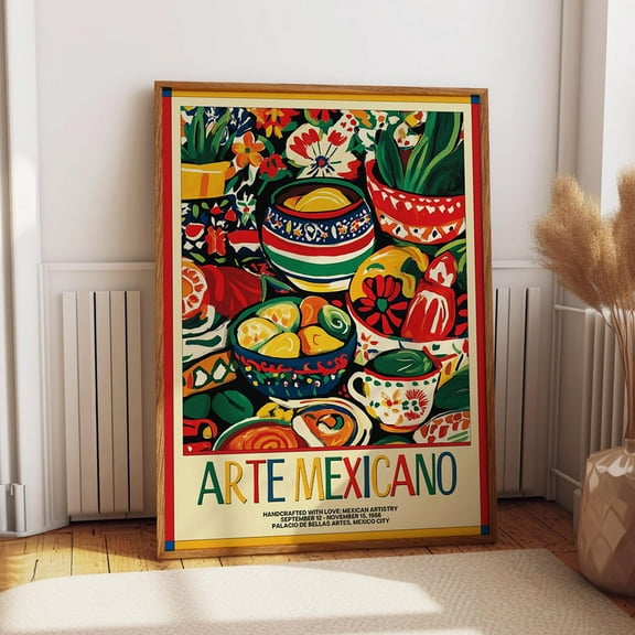 Mexican Still Life Bold Folk Art Decor – Arte Mexicano Print – Colorful And Festive Kitchen Art Cultural Poster Wall Art, Modern Wall Decor, 8x12 UNFRAMED
