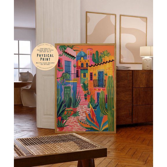 Mexican Street Art Print: Colorful Boho Architecture Poster Physical Wall Art , Poster Print Only