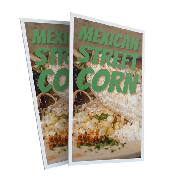 Mexican Street Corn (2-Pack) 24 Inch x 36 Inch Plastic Signs | Sign Insert 4mm Corrugated Plastic Signs Storefront Window Poster | Elotes, Food Truck Promotions, Authentic Flavors |