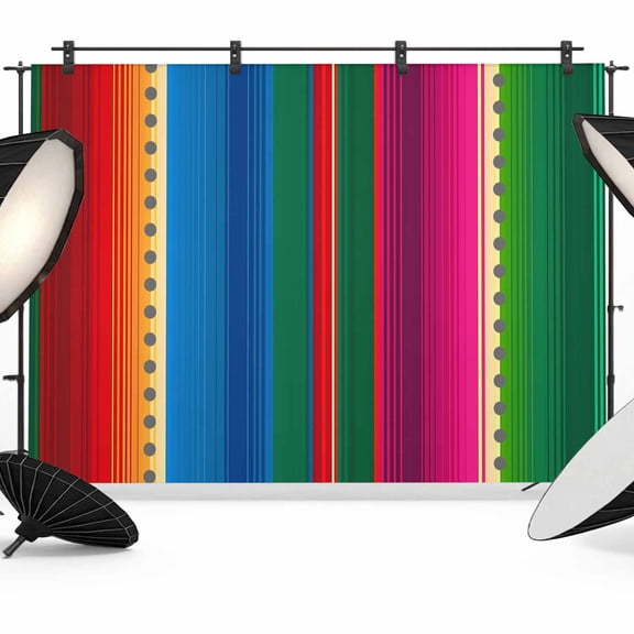 Mexican Stripes Backdrop for Photography,Fabric Photo Background Backdrop,Blue Boho Red Green Orange Art Simple Photo Booth Background for Portrait Photoshoot Video Wedding Decoration Banner 10x8ft