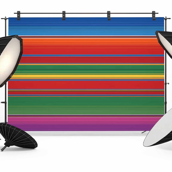 Mexican Stripes Backdrop for Photography, Fabric Photo Background Backdrop, Colorful Stripes Modern Art Photo Booth Background for Portrait Photoshoot Video Wedding Studio Decoration Banner 8x6ft