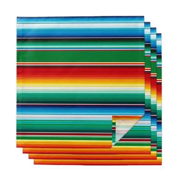 Mexican Stripes Cloth Napkins, Colorful Striped Mexican Fiesta Theme Washable and Reusable Dinner Napkins Set of 4, Table Napkin for Kitchen Party Birthday Wedding Hotel Housewarming 20"x20"