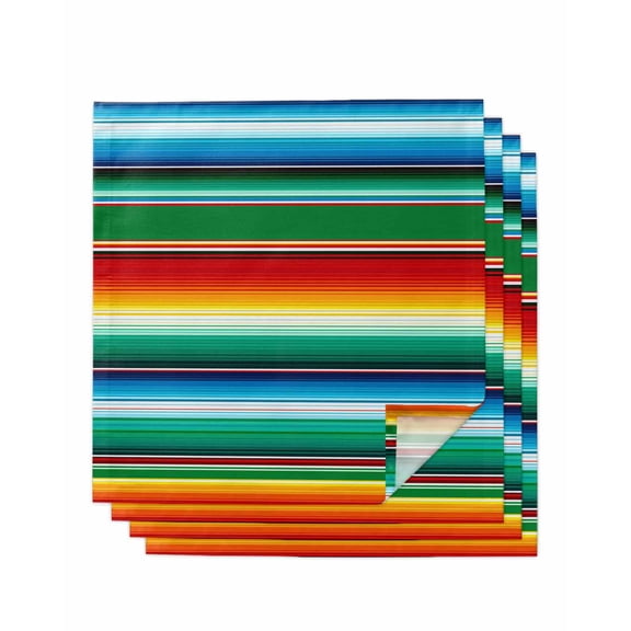 Mexican Stripes Cloth Napkins Set of 4 Reusable Dinner Napkins, Colorful Striped Mexican Fiesta Theme Cocktail Napkin Washable Table Napkins for Wedding/Holiday Party/Baby Shower 20"x20"