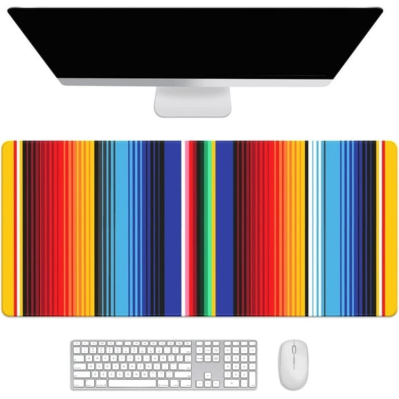 Mexican Stripes Desk Mat, Desk Accessory, Cute Workspace, Trendy Workspace, Trendy, 35.4x15.7in Large Gaming Mouse Pad, Cute Desk Topper, Pretty Desk Pad