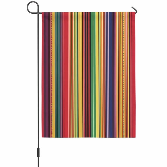 Mexican Stripes Garden Flag 12 x 18 Inches, Rainbow Colorful Stripe Gradient Weather Proof Outdoor Patio Flags Double Sided Small Garden Decoration for Yard Outside Home