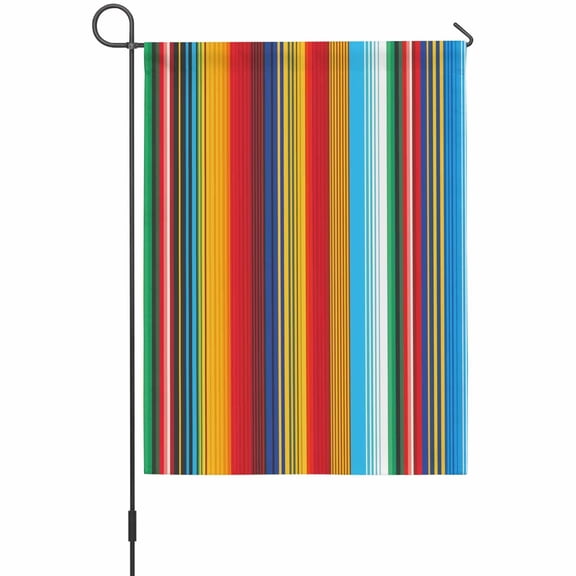 Mexican Stripes Garden Flags For Outdoor, Rainbow Strips Abstract Art Modern Small Double Side Yard Flags Weather Proof Garden Decor for Lawn Outside Holiday 12 x 18 Inches