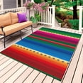 thumbnail image 1 of Mexican Stripes Outdoor Rug for Patio/Deck/Porch, Non-Slip Large Area Rug 4 x 6 Ft, Blue Boho Red Green Orange Art Simple Indoor Outdoor Rugs Washable Area Rugs, Reversible Camping Rug Carpet Runner, 1 of 8