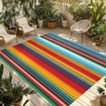 thumbnail image 1 of Mexican Stripes Outdoor Rug for Patio/Deck/Porch, Non-Slip Large Area Rug 5 x 8 Ft, Ethnic Horizontal Lines Tribal Geometric Art Indoor Outdoor Rugs Washable Area Rugs, Camping Rug Carpet Runner, 1 of 8