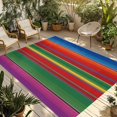 thumbnail image 1 of Mexican Stripes Outdoor Rug for Patio/Deck/Porch, Non-Slip Large Area Rug 6 x 9 Ft, Colorful Stripes Modern Art Indoor Outdoor Rugs Washable Area Rugs, Reversible Camping Rug Carpet Runner, 1 of 8
