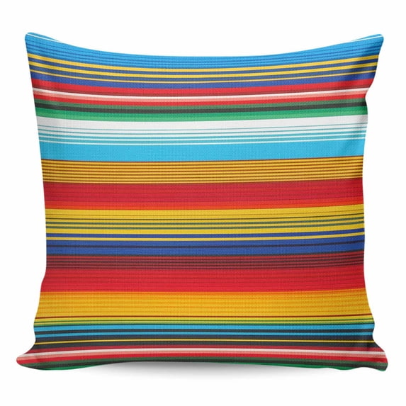 Mexican Stripes Pillow Covers 20x20 Inch Decorative Throw Pillow Cover, Ethnic Horizontal Lines Tribal Geometric Art Sofa Pillowcases Accent Cushion Case Home Decor Bedroom Living Room