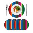 thumbnail image 1 of Mexican Stripes Round Placemats Set of 4 for Dinning Tables,Heat-proof Braided Table Mats 13 Inch,Blue Boho Red Green Orange Art Simple Washable Place Mat for Kitchen Restaurant Party Table Decor, 1 of 9