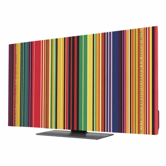 Mexican Stripes TV Dust Cover 24 Inch, Rainbow Colorful Stripe Gradient Computer Monitor Cover Dustproof Stretchable Indoor TV Screen Protector for LED LCD Universal Monitors