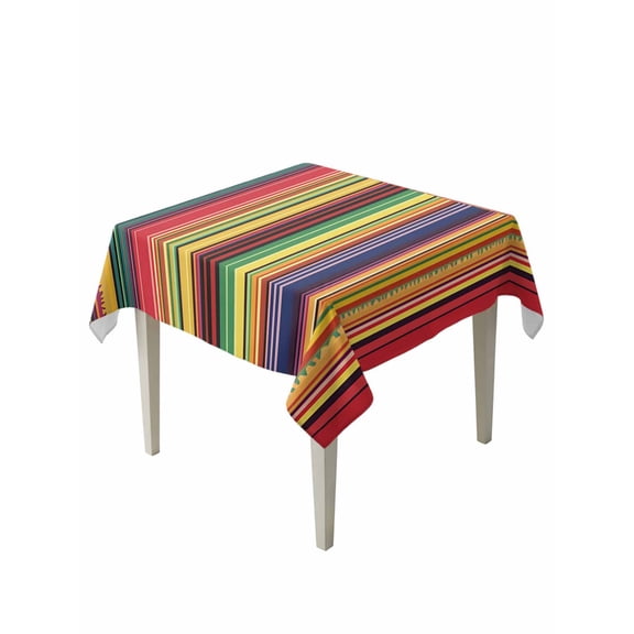 Mexican Stripes Table Cloth 54x54 Inch Square, Rainbow Colorful Stripe Gradient Waterproof Tablecloth Washable Table Cover for Party Picnic Dinner Decor