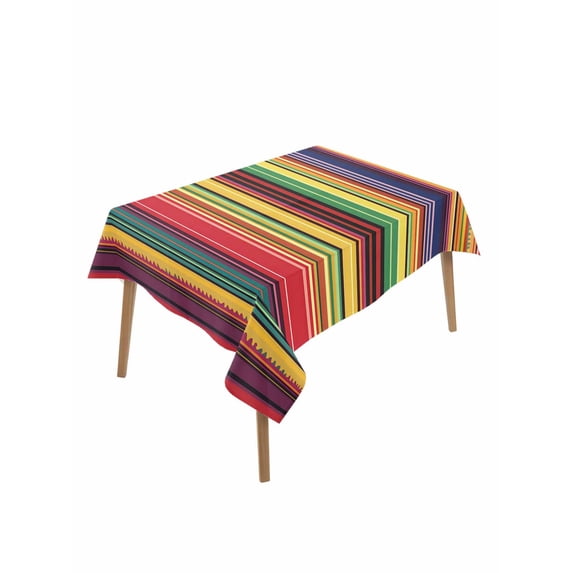 Mexican Stripes Table Cloth 60x84 Inch Rectangle, Rainbow Colorful Stripe Gradient Waterproof Tablecloth Washable Table Cover for Party Picnic Dinner Decor