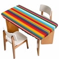 thumbnail image 1 of Mexican Stripes Table Cloths for 3 Foot Rectangle Tables, Ethnic Horizontal Lines Tribal Geometric Art Patio Waterproof Elastic Fitted Tablecloths, Washable Rectangular Table Cover for Camping, 1 of 8