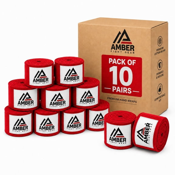 Mexican Style 200 Inch Elastic Handwraps - Breathable, Durable, Machine Washable for MMA, Boxing, Kickboxing, Muay Thai (Set of 10 Pair, Red)