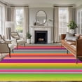 thumbnail image 1 of Mexican Style Area Rugs 8'x10', Washable Small Throw Rugs for Living Room Patio, Colorful Mexico Stripes Orange Purple Indoor Outdoor Rug Non-Slip Low Pile Carpet Runner Reversible Floor Mats, 1 of 8