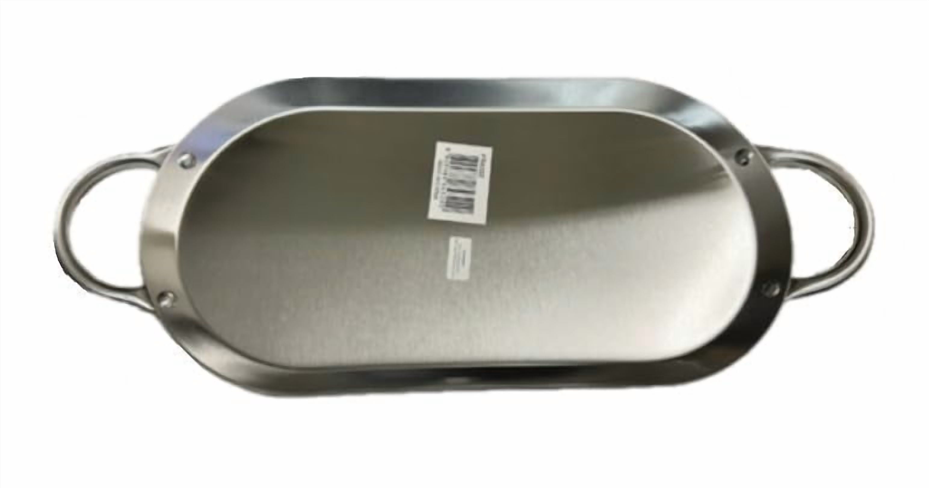 Mexican Style Comal Plano Griddle Acero Flat Grill Stainless Steel Oval Cuadrado W/Handle Hanger 19x11.5"