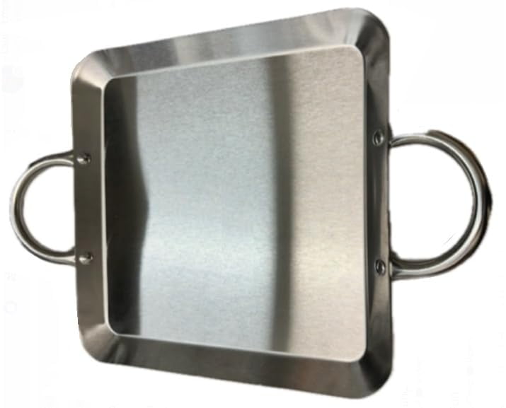 Mexican Style Comal Plano Griddle Acero Flat Grill Stainless Steel Square Cuadrado W/Handle Hanger 11.5x11.5"