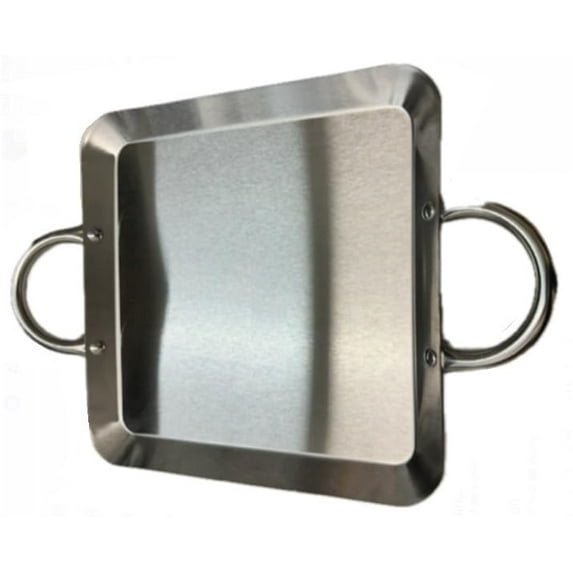 Mexican Style Comal Plano Griddle Acero Flat Grill Stainless Steel Square Cuadrado W/Handle Hanger 11.5x11.5"