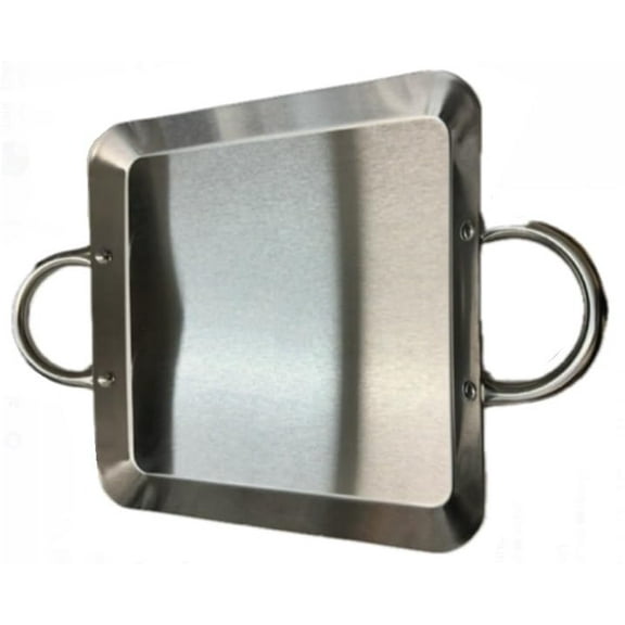 Mexican Style Comal Plano Griddle Acero Flat Grill Stainless Steel Square Cuadrado W/Handle Hanger 11.5x11.5"