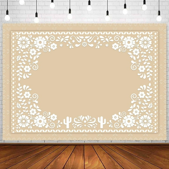 Mexican Style Floral Baby Shower Backdrop Beige Baptism Talavera Photography Background Wedding Bridal Shower Birthday Fiesta Festival Party Decorations Banner Photo Booth Props