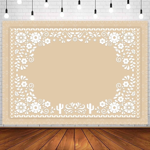 Mexican Style Floral Baby Shower Backdrop Beige Baptism Talavera Photography Background Wedding Bridal Shower Birthday Fiesta Festival Party Decorations Banner Photo Booth Props