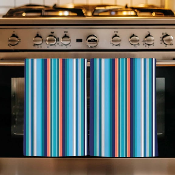 Mexican Style Kitchen Towels Set of 1, Colorful Mexico Stripes Light Blue Absorbent Dish Towels for Kitchen, Microfiber Hand Towel, Quick Drying Tea Towel for Cleaning Decorative Dishcloths
