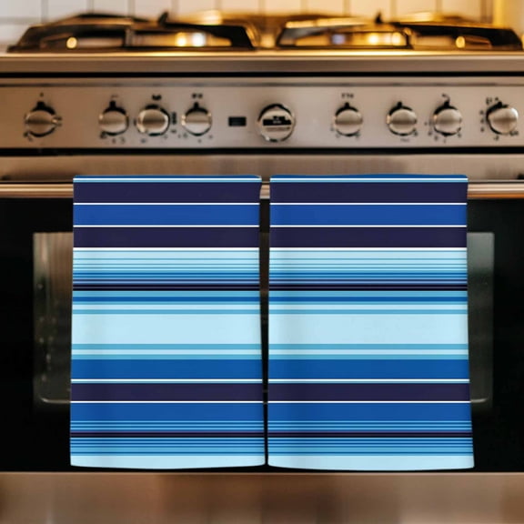 Mexican Style Kitchen Towels Set of 1, Colorful Mexico Stripes Ombre Blue Absorbent Dish Towels for Kitchen, Microfiber Hand Towel, Quick Drying Tea Towel for Cleaning Decorative Dishcloths