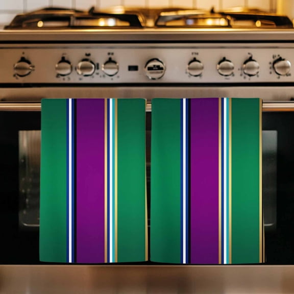 Mexican Style Kitchen Towels Set of 1, Colorful Mexico Stripes Purple Yellow Green Absorbent Dish Towels for Kitchen, Microfiber Hand Towel, Quick Drying Tea Towel for Cleaning Decorative Dishcloths