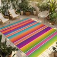 thumbnail image 1 of Mexican Style Outdoor Rug for Patio/Deck/Porch, Non-Slip Large Area Rug 3 x 5 Ft, Colorful Mexico Stripes Orange Purple Indoor Outdoor Rugs Washable Area Rugs, Reversible Camping Rug Carpet Runner, 1 of 8