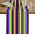 thumbnail image 1 of Mexican Style Table Runner - 36 Inch Long Colorful Mexico Stripes Purple Green Cotton and Linen Blended Dress Scarves Farmhouse Table Runner for Kitchen Dining, Coffee Table, 13" x 36", 1 of 8