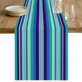 thumbnail image 1 of Mexican Style Table Runner - 60 Inch Long Colorful Mexico Stripes Teal Blue Cotton and Linen Blended Dress Scarves Farmhouse Table Runner for Kitchen Dining, Coffee Table, 13" x 60", 1 of 8
