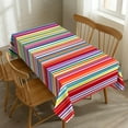 thumbnail image 1 of Mexican Style Tablecloth Traditional Colorful Rainbow Stripes Rectangle Tablecloth Bright Lines Art Table Cover 60×84 Inch Washable Table Cloth for Kitchen Dining Room Party Decoration, 1 of 8