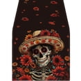 thumbnail image 1 of Mexican Sugar Skull Dia De Los Muertos Table Runner, Classic Day of The Dead Design, Practical Decoration for Kitchen Dining Table, Home Party and Mexican Fiesta Events 13x90 Inch, 1 of 5