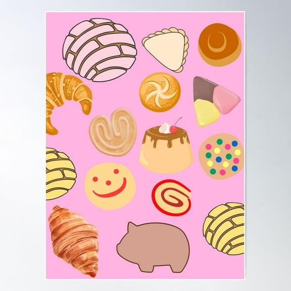 Mexican Sweet Bread Poster Wall Art, Modern Wall Decor For Living Room Bedroom, 12x18 UNFRAMED