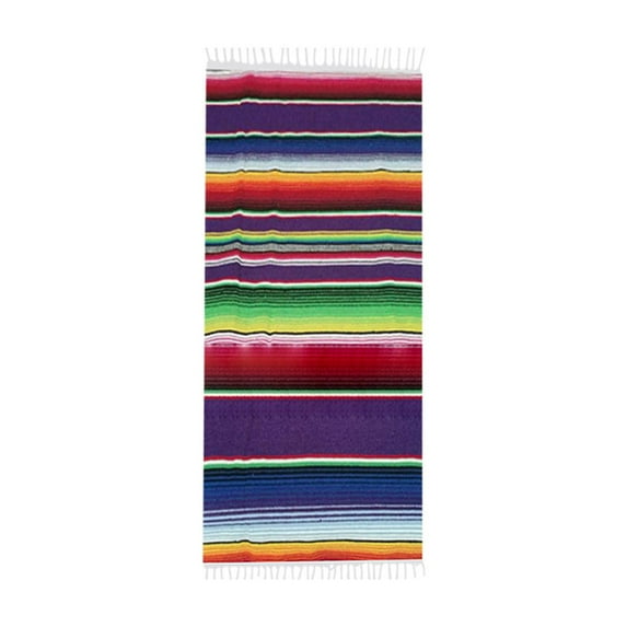 Mexican Tablecloth Serape Blanket for Mexican Party Wedding Decorations, Large Square Cotton Fringe Table Cloth Colorful Mexican Blanket Outdoor Fiesta Table Cover Picnic (Purple)