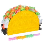 Mexican Taco Pinatas with Bat for Fiestas, Cinco de Mayo Theme Decorations,Festival Birthday Parties Favors Supplies
