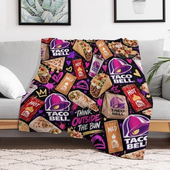 Pattern Beauty Merch Mexican Tacos Quesadilla Pattern Fleece Throw Blanket Fun Food Decor ...
