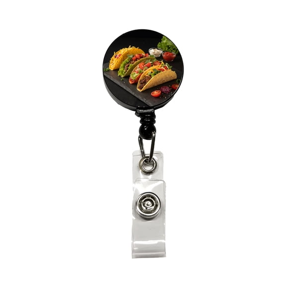 Mexican Tacos Retractable Reel ID Badge Key Card Name Tag Holder with Clip
