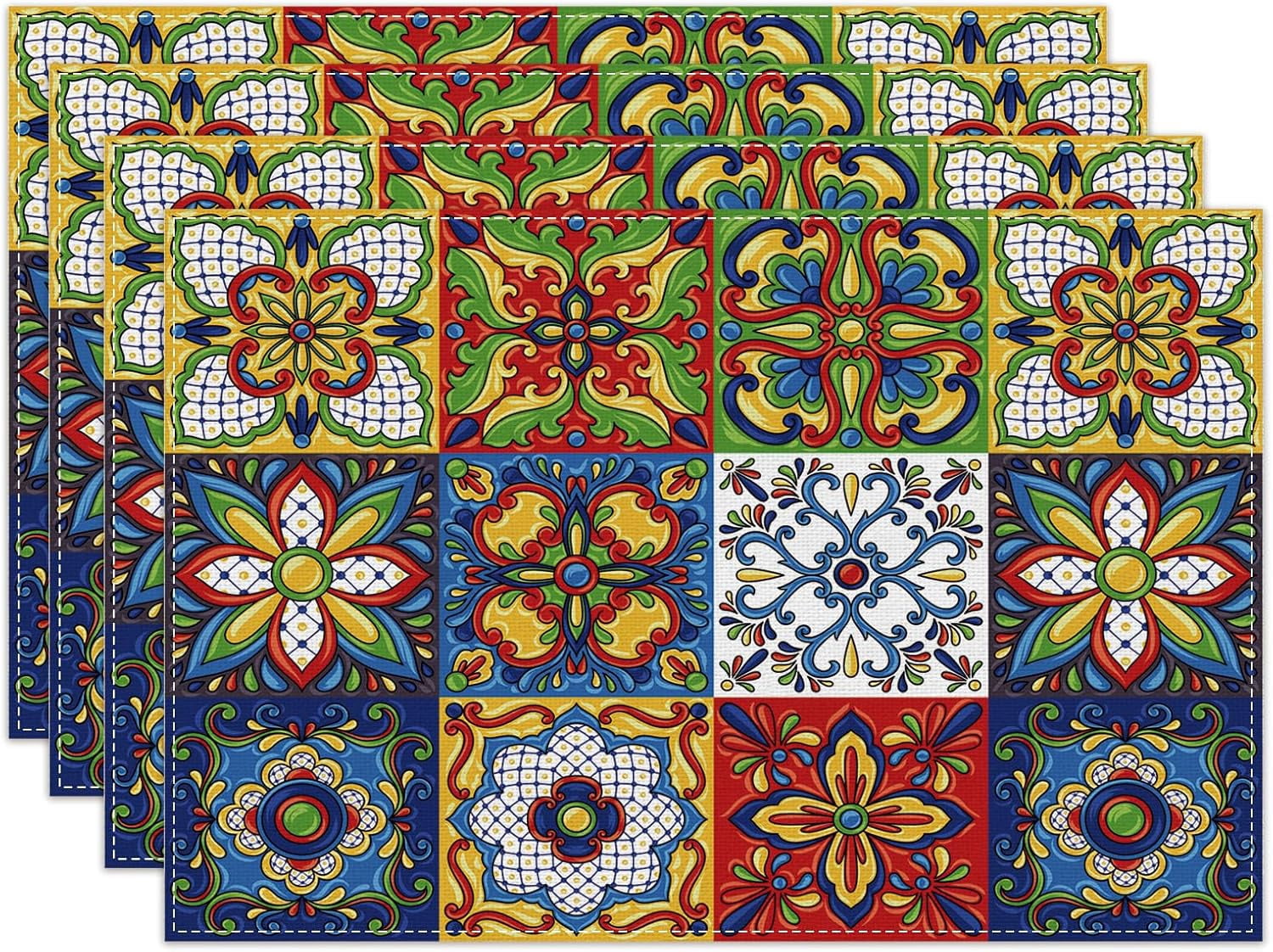 Mexican Talavera Ceramic Tile Placemats Set of 4 Cinco De Mayo Day of ...