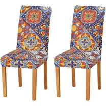 Mexican Talavera Dining Chair Covers Set of 4, Stretch Chair Slipcovers Removable Washable Chair Protector Covers for Dining Room, Restaurant, Hotel, Banquet, Ceremony