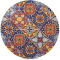 thumbnail image 1 of 48"X 48" Mexican Tile Style Elastic Fitted Edged Round Tablecloth Fade Resistant Anti-Shrink Table Cloth Washable Table Cover for Banquet Home Indoor or Outdoor, 1 of 7