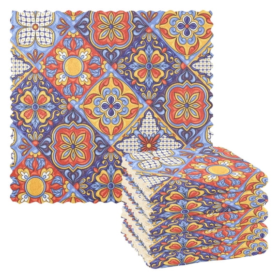 Mexican Talavera Moroccan Kitchen Cloth Dish Towels for Drying Washing Absorbent Dish Rags Reusable soft kitchen dishcloth set 6 Pack