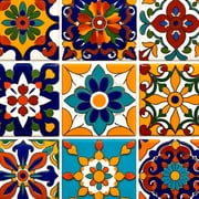 Mexican Talavera Peel and Stick Wallpaper Colorful Floral Geometric Tile Mediterranean Wall Mural 23.6in x 9.8ft Self Adhesive Removable Wall Paper Renter Friendly Wallpaper for Bedroom